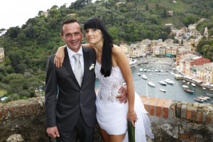 Bridal couple after their wedding ceremony in Portofino