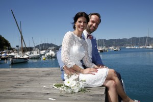 Bridal couple on the Italian riviera