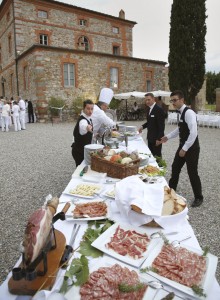 Buffet meal with typical Italian food