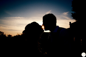Bride and Groom at Sunset