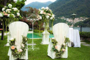 Set up for Wedding Ceremony on Lake Como