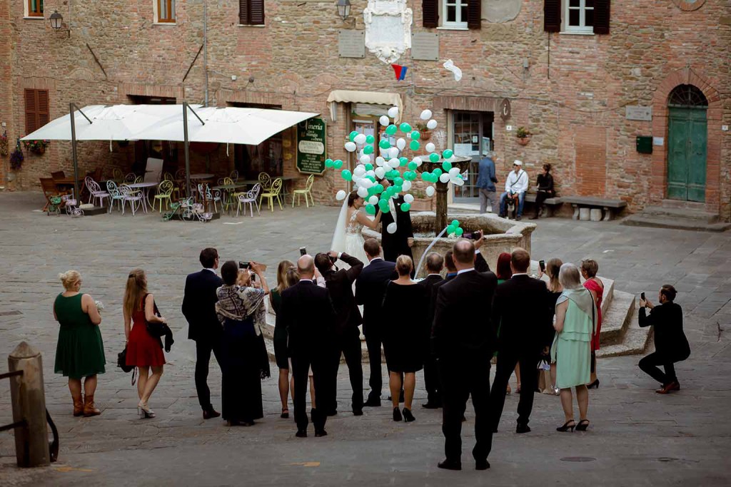 Wedding party in Umbria after civil ceremony 