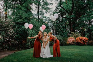bride and bridesmaids on the Italian Lakes