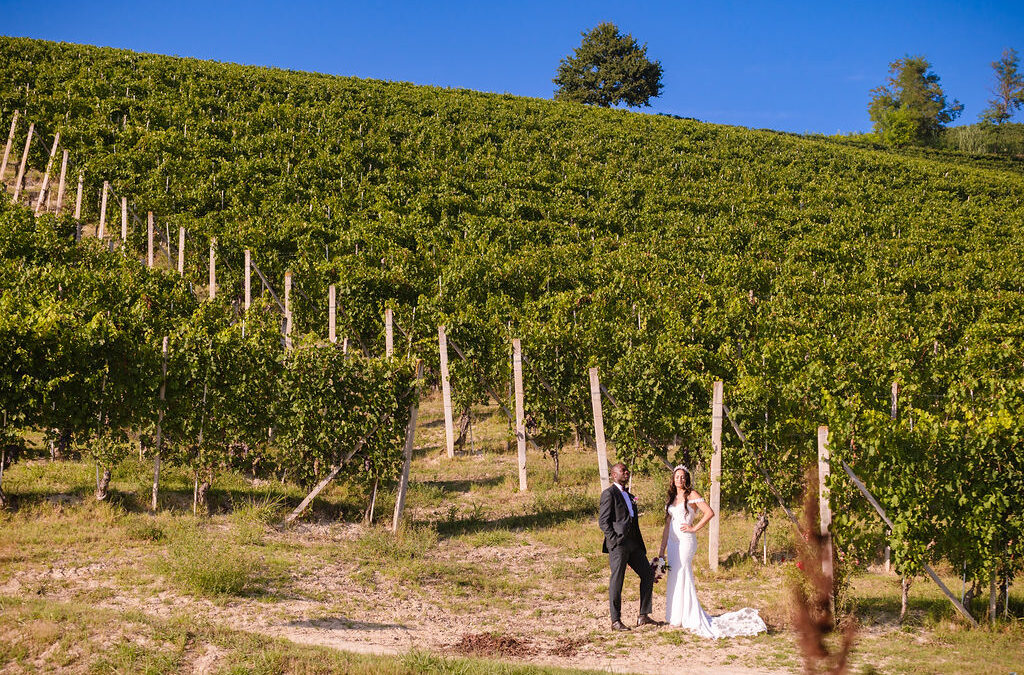 Bridal couple in the Langhe region, Piedmont